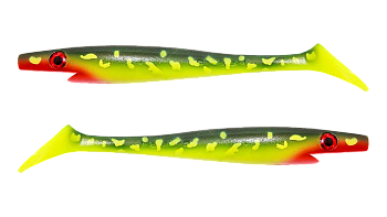 Силиконовая приманка Strike Pro Pig Shad Jr, цвет: Hot Pike, (уп./2шт.), (SP-172C#KG2)