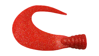 Хвост Big Sickle Tail твистерный Большой серп 12см (развернутый 16см), 20гр, красный с блестками 2шт