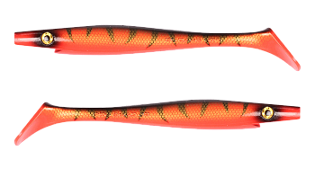 Силиконовая приманка Strike Pro Pig Shad Tournament, цвет: Red Tiger, (уп./2шт.), (SP-172M#141)