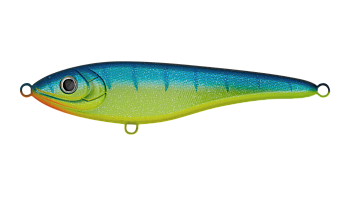 Воблер Джеркбейт Strike Pro Big Bandit Suspending, цвет: C063F Blue-yellow Tiger Sparkles, (EG-078SP