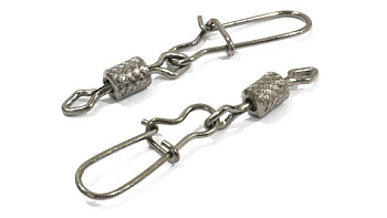 Вертлюг цилиндр с накаткой с застёжкой duo-Lock №2/0х4 80кг. черный никель BLN 10шт