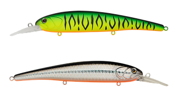 Воблер Минноу Strike Pro Hooligan Shallow 120SP, 120 мм, 20,1 гр, Загл. 2,0м.-3,6м., Нейтральный, цвет: GC01S/A70-713 Double Black Silver OB/Mat Tiger, (EG-220SP#GC01S/A70-713)