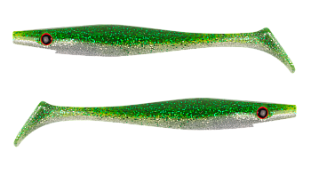 Силиконовая приманка Strike Pro Pig Shad Jr, цвет: Green Shad Flash, (уп./2шт.), (SP-172C#117)