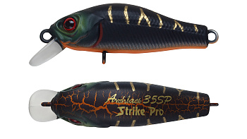 Воблер Минноу Strike Pro Archback 35SP, цвет: A208S Black Mat Tiger, (EG-125E-SP#A208S)
