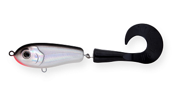 Воблер Джеркбейт Strike Pro Wolf Tail Jr. Sinking, цвет: A010 Black Back Silver, (EG-175#A010)