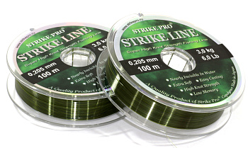 Леска Strike Pro "Strike Line" зелёно-чёрная 0,335mm 7,5 kg 100m 10шт