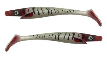Силиконовая приманка Strike Pro Pig Shad Tournament, цвет: Milk Redhead, (уп./2шт.), (SP-172M#022PF)