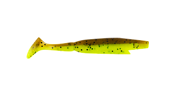 Силиконовая приманка Strike Pro Piglet Shad 10, цвет: Brown Chartreuse Flake, (уп./6шт.), (SP-172E#C