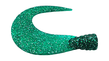 Хвост Big Sickle Tail твистерный Большой серп 12см (развернутый 16см), 20гр, изумруд зеленый с блестками 2шт