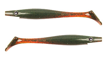 Силиконовая приманка Strike Pro Pig Shad Jr, цвет: Motor Oil Pepper, (уп./2шт.), (SP-172C#C017)