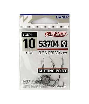 Крючок одинарный Owner 53704 Cut Super CCN with Eye, #10, (уп./9шт.)