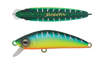 Воблер Минноу Strike Pro Mustang Minnow 60, 60 мм, 5,8 гр, Загл. 0,3м.-0,7м., Плавающий, цвет: A223S-RP Pearl Mat Tiger, (MG-002A#A223S-RP)