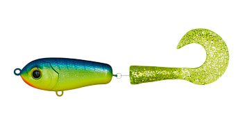 Воблер Джеркбейт Strike Pro Wolf Tail Jr. Sinking, цвет: C063F Blue-yellow Tiger Sparkles, (EG-175#C063F)