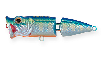Воблер Поппер составной Strike Pro Pike Pop Joint 75, цвет: A150-713 UV Blue Silver OB, (SH-002CJ#A1
